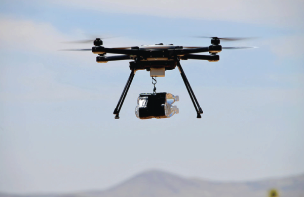 The SkyRanger R70 carrying two water bottles