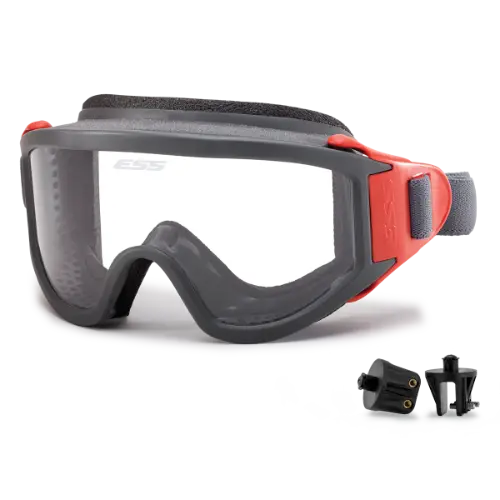 ESS X-Tricator Goggles w/ Clear Lens – Rapid Deploy Firefighting Goggles with Helmet Mount