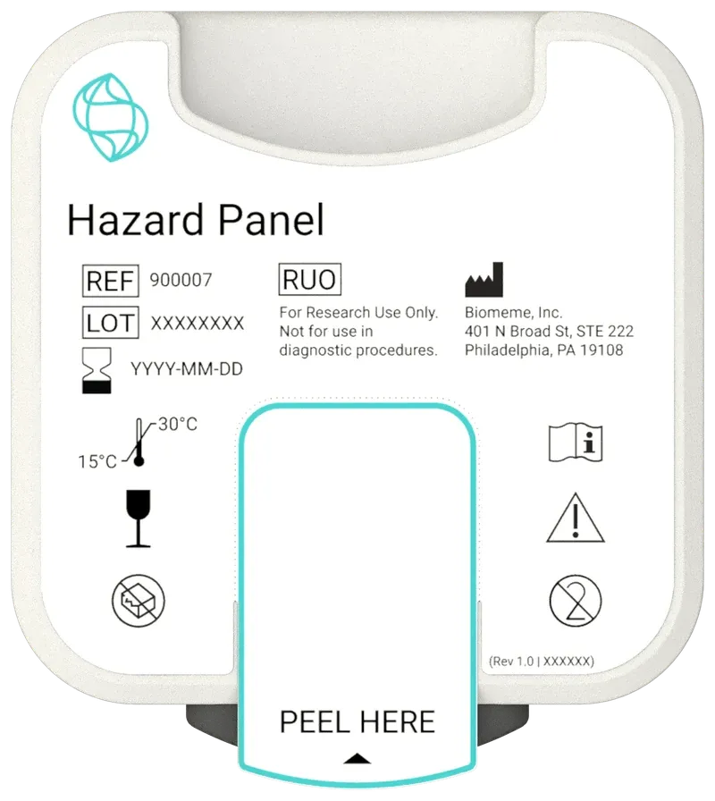 Biomeme/5 Hazard Panel single-use test cartridge