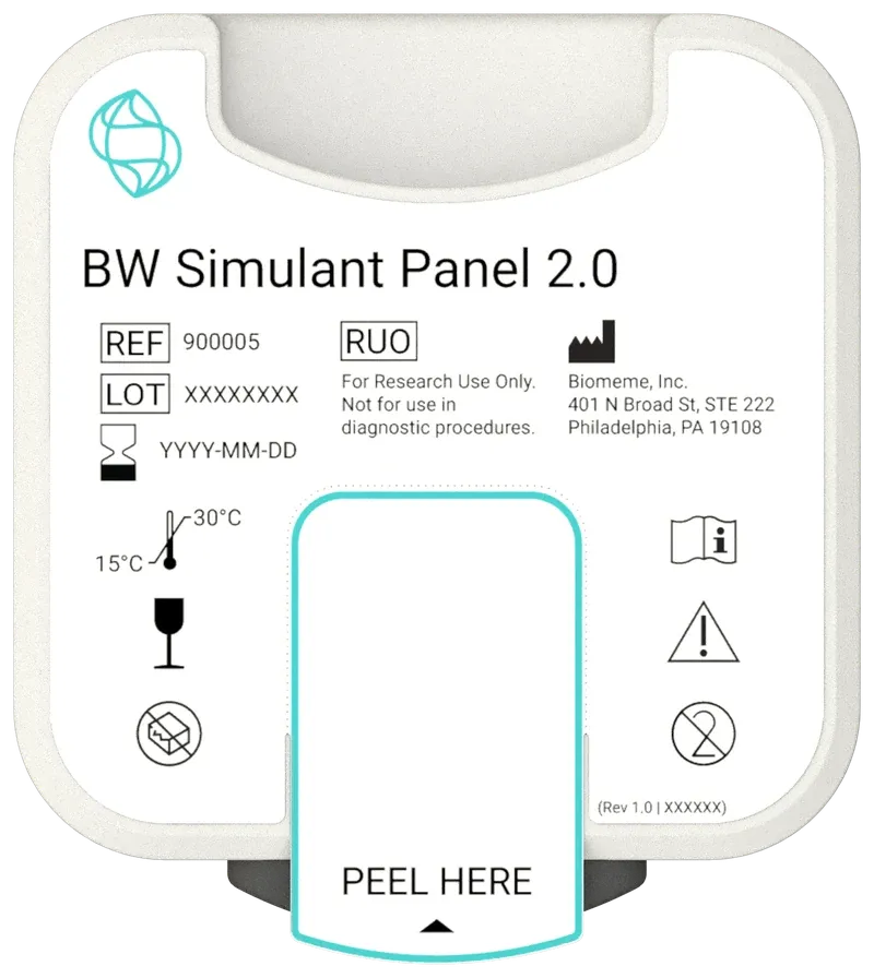 Biomeme/5 BW Simulant Panel single-use test cartridge