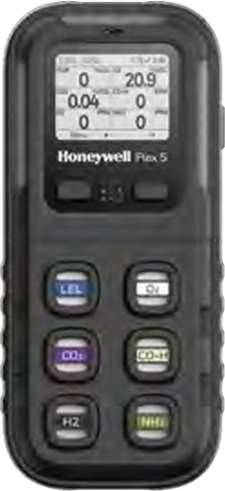 Honeywell Flex 5 diffusion detector with a 6-way cartridge, front view