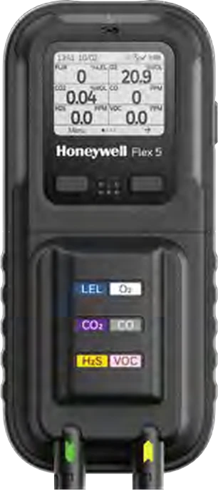 Honeywell Flex 5 pumped detector with a 6-way cartridge and two sample inlets, front view