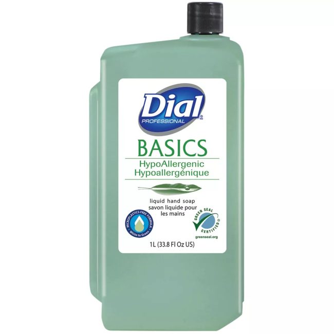 Dial Hand Soap Refill, Hypoallergenic, 1L, White, PK 8