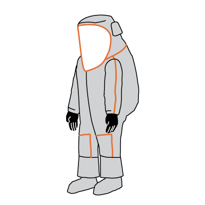 Illustration of the Frontline 500 F5H583-91 rear-entry suit with a clean front panel